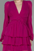 Robe de Ceremonie Mousseline Mini Fushia ABK959