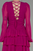 Robe de Ceremonie Mousseline Mini Fushia ABK959