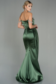 Robe De Soirée Satin Longue Vert Huile ABU2618