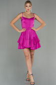 Robe de Cérémonie Courte Satin Fushia ABK1691