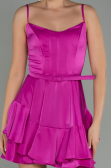 Robe de Cérémonie Courte Satin Fushia ABK1691