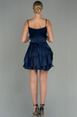 Robe de Cérémonie Courte Satin Bleu Marine ABK1691