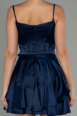 Robe de Cérémonie Courte Satin Bleu Marine ABK1691