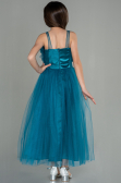 Robe de Soirée Enfants Longue Vert Pétrole ABU3032