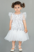 Robe de Soirée Enfants Midi Squameuse Blanc ABK1718