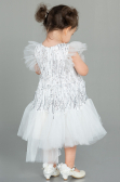Robe de Soirée Enfants Midi Squameuse Blanc ABK1718