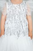 Robe de Soirée Enfants Midi Squameuse Blanc ABK1718