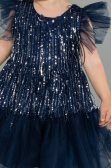 Robe de Soirée Enfants Midi Squameuse Bleu Marine ABK1718