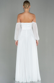 Robe De Soirée Longue Mousseline Blanc ABU2457