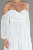 Robe De Soirée Longue Mousseline Blanc ABU2457