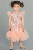 Robe de Soirée Enfants Midi Squameuse Saumon ABK1718