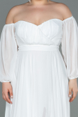 Robe De Soirée Grande Taille Longue Mousseline Blanc ABU2597