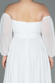 Robe De Soirée Grande Taille Longue Mousseline Blanc ABU2597