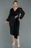 Robe Grande Taille Midi Noir ABK1726