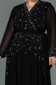 Robe de Soirée Grande Taille Longue Mousseline Noir ABU3075