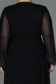 Robe de Soirée Grande Taille Longue Mousseline Noir ABU3075