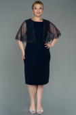 Robe De Soirée Grande Taille Midi Bleu Marine ABK1662