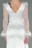 Robe de Soirée Longue Satin Blanc ABU3080