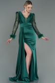 Robe de Soirée Longue Satin Émeraude ABU3080