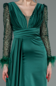 Robe de Soirée Longue Satin Émeraude ABU3080