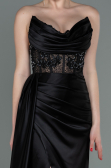 Robe de Soirée Longue Satin Noir ABU2127