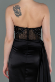 Robe de Soirée Longue Satin Noir ABU2127