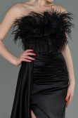 Robe de Soirée Longue Satin Noir ABU3091
