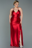 Robe de Soirée Grande Taille Longue Satin Rouge ABU3053