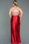 Robe de Soirée Grande Taille Longue Satin Rouge ABU3053