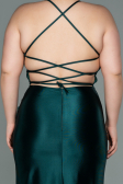 Robe de Soirée Grande Taille Longue Satin Émeraude ABU3053
