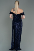 Robe de Soirée Longue Squameuse Bleu Marine ABU2987