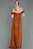 Robe de Soirée Longue Squameuse Marron Clair ABU2987