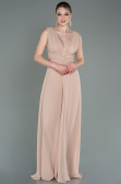 Robe De Cérémonie Mousseline Beige ABT075