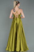 Robe De Soirée Satin Longue Pistache vert ABU2583