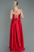 Robe De Soirée Satin Longue Rouge ABU2583