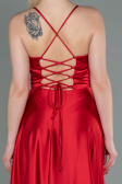 Robe De Soirée Satin Longue Rouge ABU2583