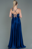 Robe De Soirée Satin Longue Bleu Saxe ABU2583