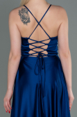 Robe De Soirée Satin Longue Bleu Saxe ABU2583