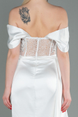 Robe De Soirée Satin Longue Blanc ABU2087