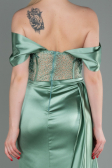 Robe De Soirée Satin Longue Turquoise ABU2087