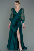 Robe de Soirée Longue Satin Émeraude ABU2830