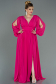 Robe Grande Taille Mousseline Longue Fushia ABU1988