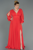 Robe Grande Taille Mousseline Longue Orange ABU1988