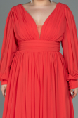 Robe Grande Taille Mousseline Longue Orange ABU1988