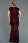 Robe de Soirée Grande Taille Longue Squameuse Rouge Bordeaux ABU3115