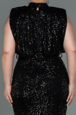 Robe de Soirée Grande Taille Longue Squameuse Noir ABU3115