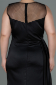 Robe Grande Taille Longue Satin Noir ABU3125