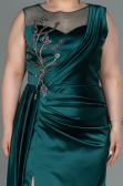 Robe Grande Taille Longue Satin Émeraude ABU3125