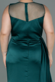Robe Grande Taille Longue Satin Émeraude ABU3125