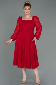 Robe Grande Taille Midi Mousseline Rouge ABK1753